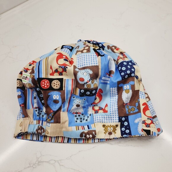 Doctor Nurse Dog Print Stripe REVERSIBLE Scrub Cap Bouffant Medical Surgery Hat - Picture 11 of 15